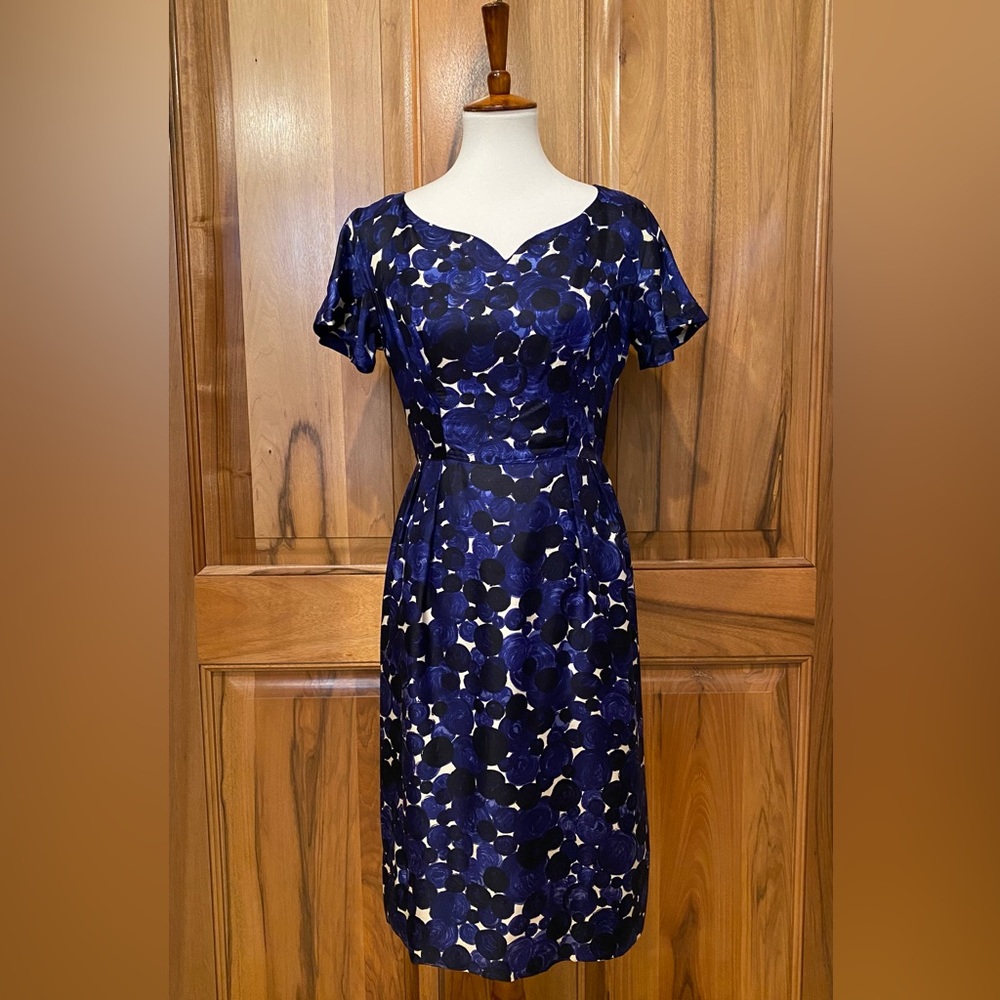 VTG Andrew Arkin - 50’s Vintage Silk Cocktail Dress, Abstract Print - VGUC - 2